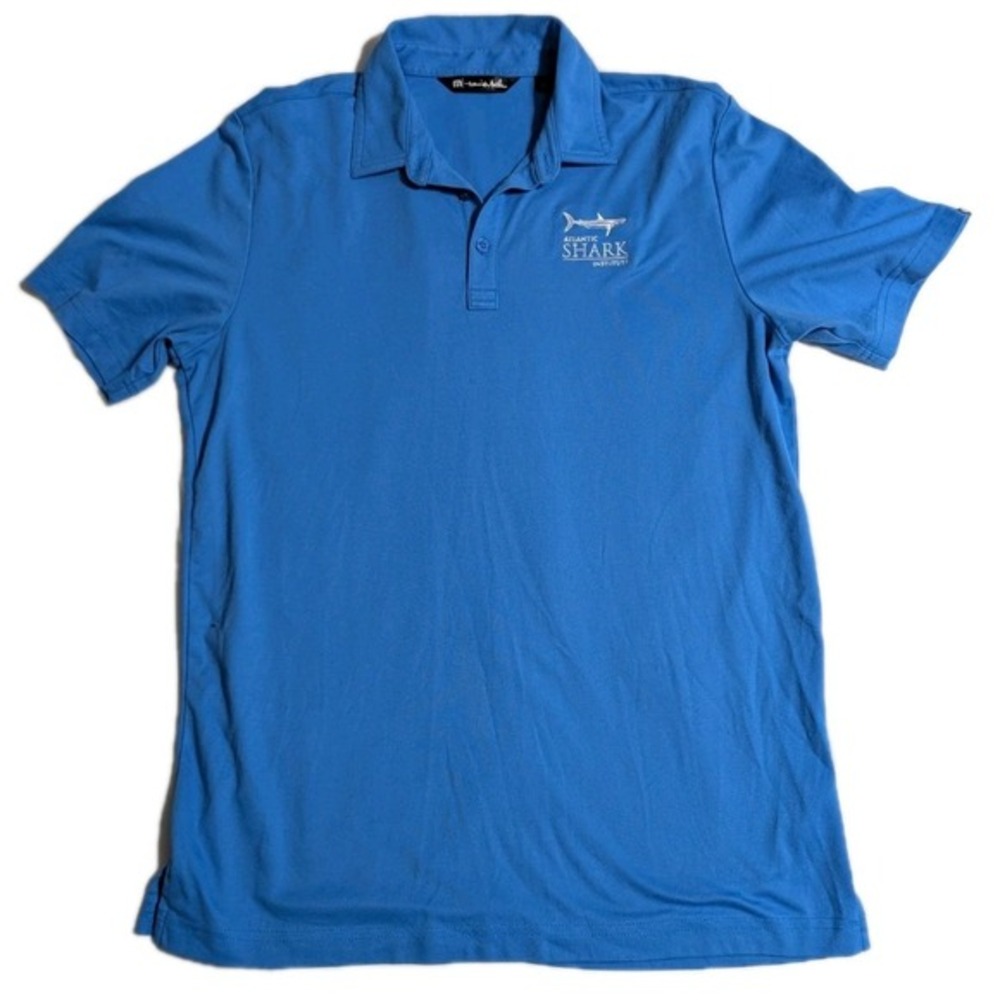 TravisMathew Polo‎ Men's L Blue Atlantic Shark Institute – Fin-tastic Style